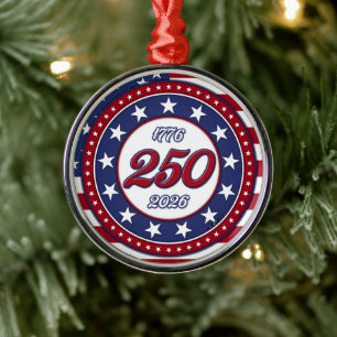 America’s 250th Birthday With USA Flag Metal Ornament