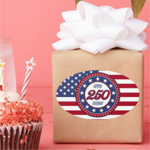 America’s 250th Birthday With USA Flag Oval Sticker