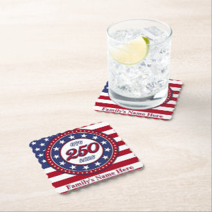 America’s 250th Birthday With USA Flag Paper Coaster