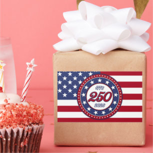America’s 250th Birthday With USA Flag Rectangular Sticker