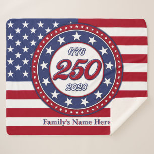 America’s 250th Birthday With USA Flag Sherpa Blanket