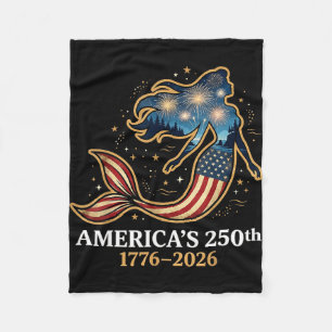 America’s 250th mermaid 1776-2026 patriotic 4th of fleece blanket