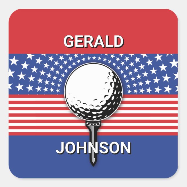 America’s Patriotic Golf Design Square Sticker (Front)