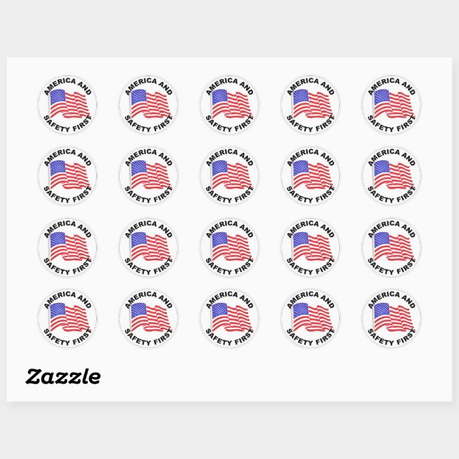 America & Safety First Classic Round Sticker (Sheet)