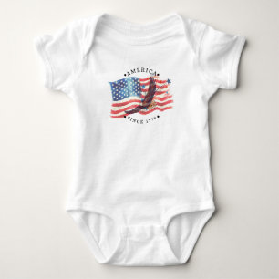 America Since 1776 Watercolor Flag/Eagle/S. Star 2 Baby Bodysuit