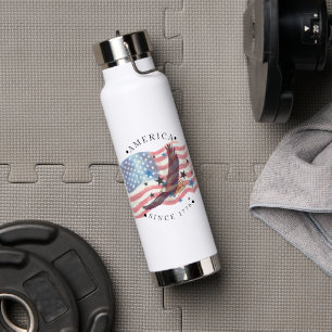 America Since 1776 Watercolor Flag/S.Eagle/Stars Water Bottle