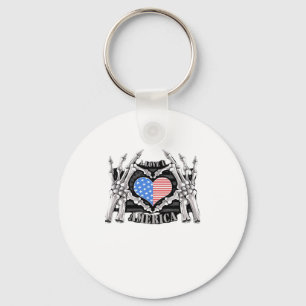 America Skeleton Hands Key Ring