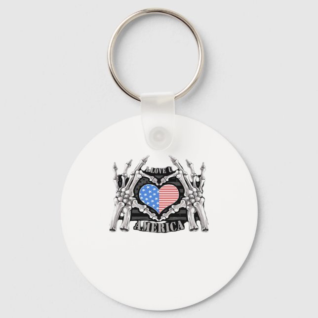 America Skeleton Hands Key Ring (Front)