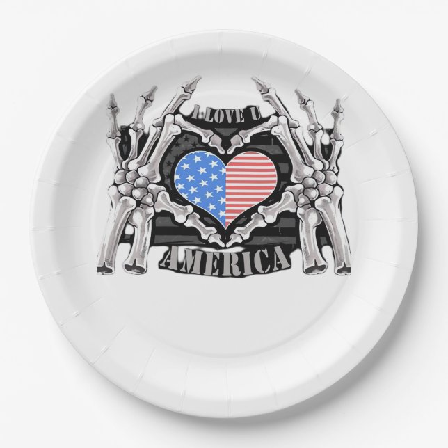 America Skeleton Hands Paper Plate (Front)