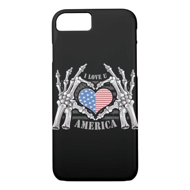 America Skull Skeleton Hand Artwork Editable Layer Case-Mate iPhone Case (Back)