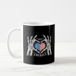America Skull Skeleton Hand Artwork Editable Layer Coffee Mug