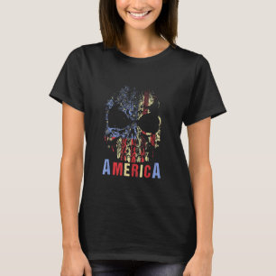America Skull Usa Flag Independence Day 4th Of Jul T-Shirt