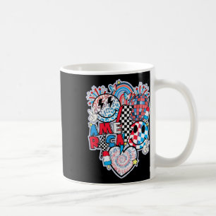 America Smile Face Heart American Flag Women Men 4 Coffee Mug