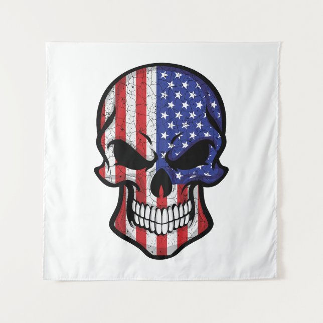 America Smiling Skull Flag Tapestry (Front)