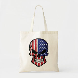 America Smiling Skull Flag Tote Bag
