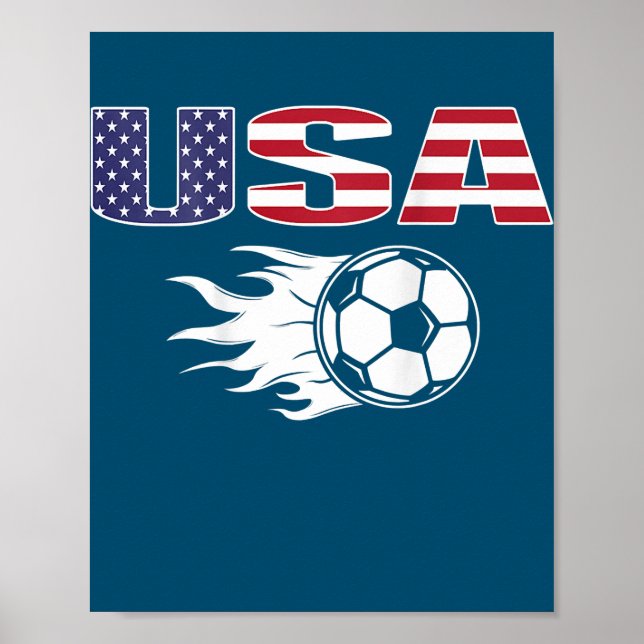 America Soccer Fans Jersey USA Flag Football Poster (Front)