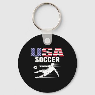 America Soccer Lovers Jersey Usa Flag Support Foot Key Ring
