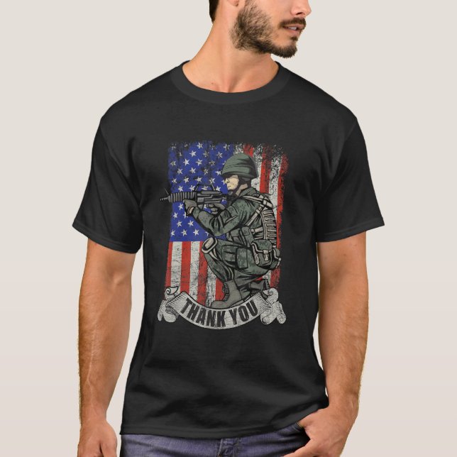 America Soldier Thank You Patriotic Veterans Day T-Shirt (Front)