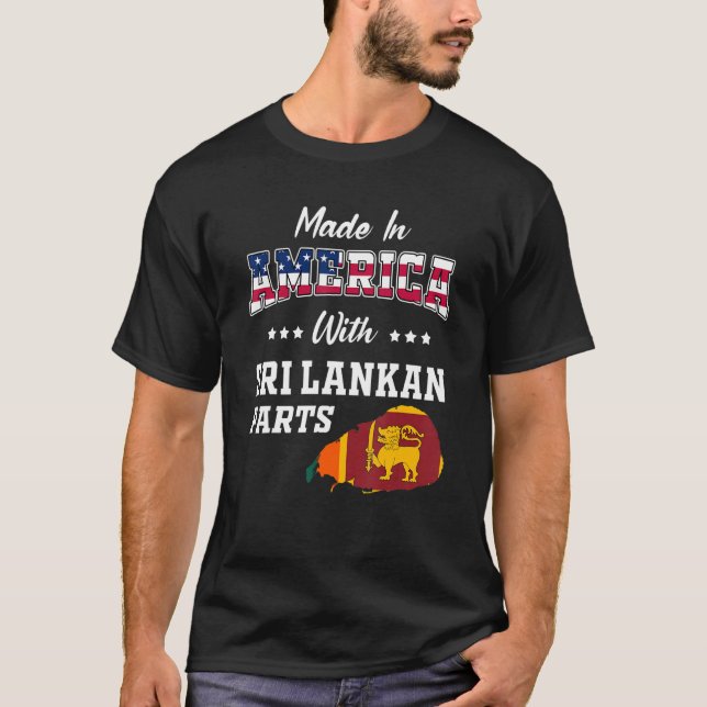 America Sri Lankan Parts Sri Lanka Map Usa Flag An T-Shirt (Front)