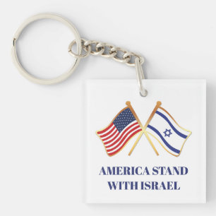 America Stand With Israel Freedom Flag Key Ring