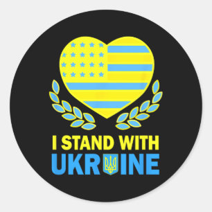 America Stand With Ukraine Shirt Ukrainian Usa Fla Classic Round Sticker