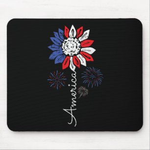 America Sunflower 4th Of July Independence Day Pat Mouse Pad