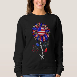 America Sunflower 4th Of July Independence Day Pat Sweatshirt