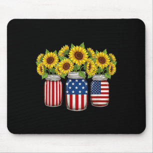 America sunflower flag 4th july american patriotic mouse pad