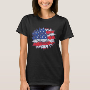 America Sunflower Flag 4th July American Patriotic T-Shirt