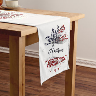 America Sunflower flag Short Table Runner