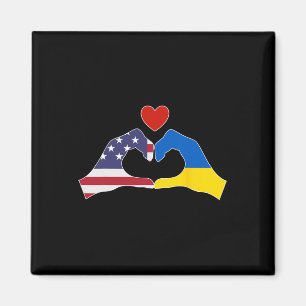 America Support Ukraine Love Heart Friendship Magnet