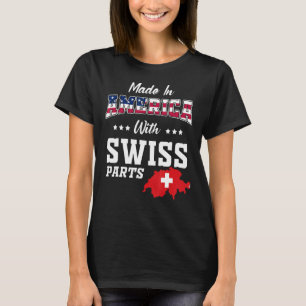 America Swiss Parts Switzerland Map USA Flag Roots T-Shirt