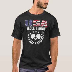 America Table Tennis   USA Flag Ping Pong Supporte T-Shirt