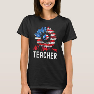 America Teacher All American Teach Sunflower Peace T-Shirt