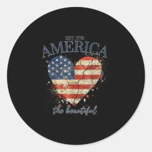 America the beautiful independence day patriotic classic round sticker