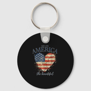 America the beautiful independence day patriotic key ring