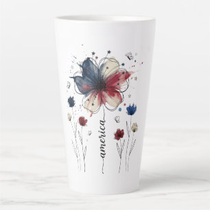 🌸America the Beautiful Patriotic Floral Latte Mug