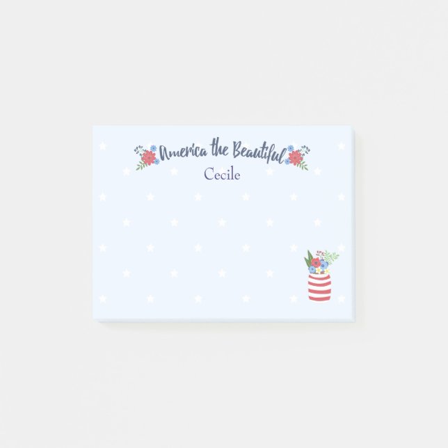 America the Beautiful Patriotic Post-it Notes (Front)