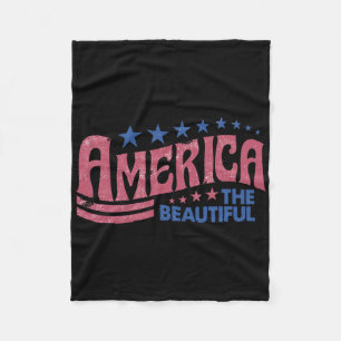 America The Beautiful Retro Vintage American 4th O Fleece Blanket