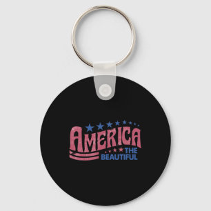 America The Beautiful Retro Vintage American 4th O Key Ring