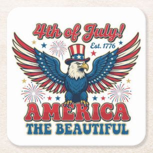 America the Beautiful Square Paper Coaster