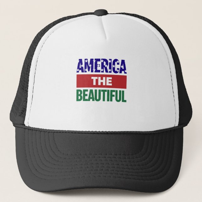 America The Beautiful Topographical Map Trucker Hat (Front)