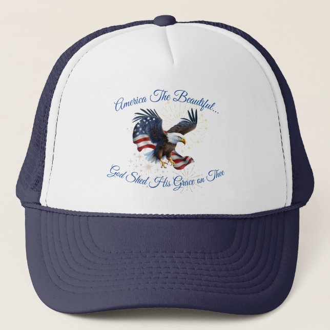 America the Beautiful Trucker Hat Eagle Flag (Front)