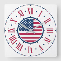 America The Beauty Square Wall Clock