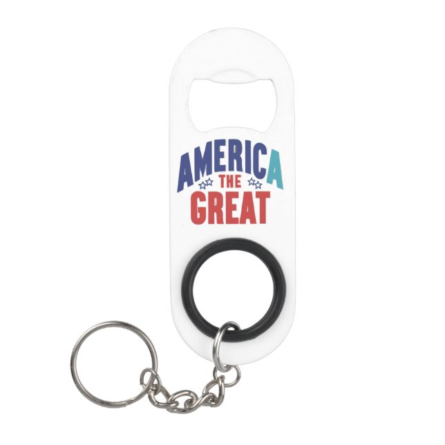 America the Great Mini Bottle Opener with Keychain (Front)
