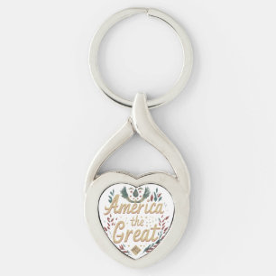 America the Great - Twisted Heart Design Key Ring