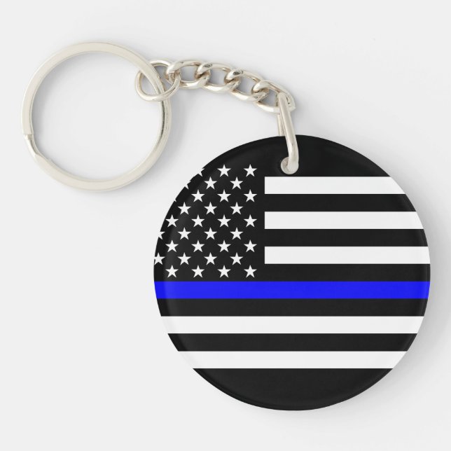 America Thin Blue Line Symbol Key Ring (Front)