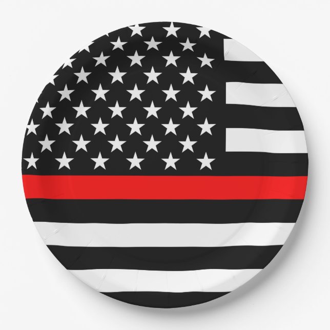 America Thin Red Line Symbol Paper Plate (Front)