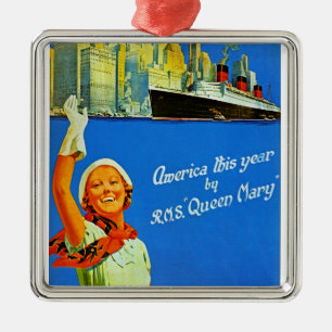 America This Year by RMS Queen Mary Metal Ornament