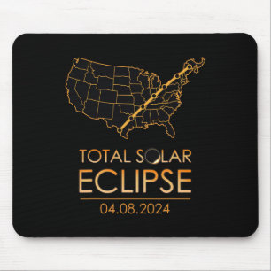 America Total Solar Eclipse April 8 2024 Usa Map T Mouse Pad